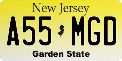 NJ license plate A55MGD
