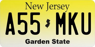 NJ license plate A55MKU