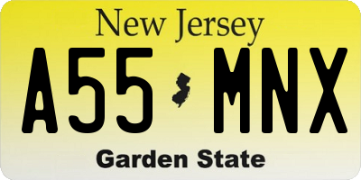 NJ license plate A55MNX