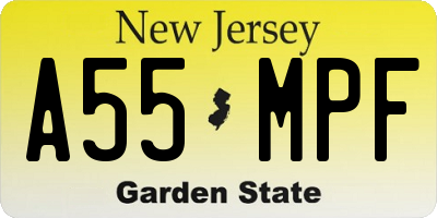 NJ license plate A55MPF