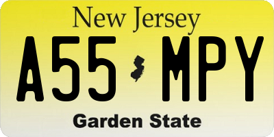 NJ license plate A55MPY