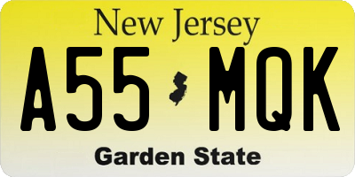 NJ license plate A55MQK