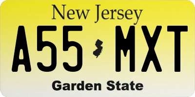 NJ license plate A55MXT