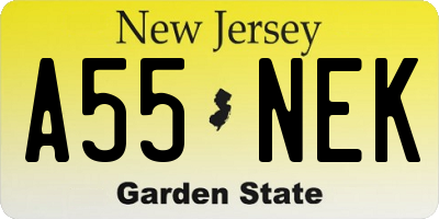 NJ license plate A55NEK