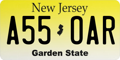 NJ license plate A55OAR