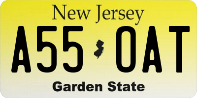 NJ license plate A55OAT