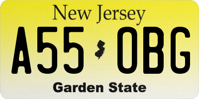 NJ license plate A55OBG