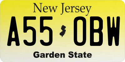NJ license plate A55OBW