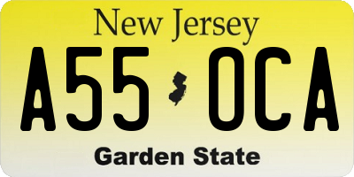 NJ license plate A55OCA