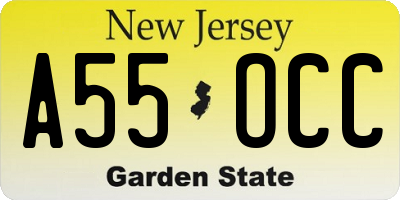 NJ license plate A55OCC