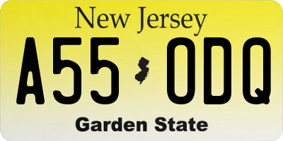 NJ license plate A55ODQ