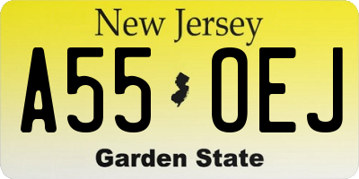 NJ license plate A55OEJ