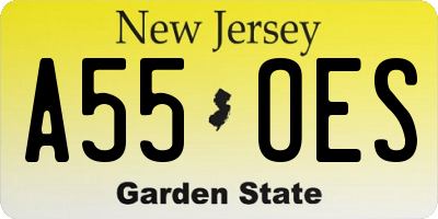 NJ license plate A55OES