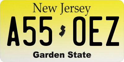 NJ license plate A55OEZ