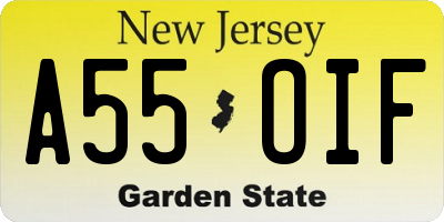 NJ license plate A55OIF