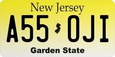 NJ license plate A55OJI