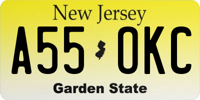 NJ license plate A55OKC