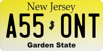 NJ license plate A55ONT