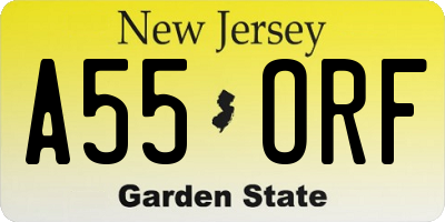 NJ license plate A55ORF