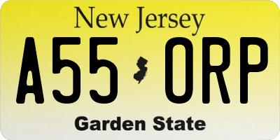NJ license plate A55ORP