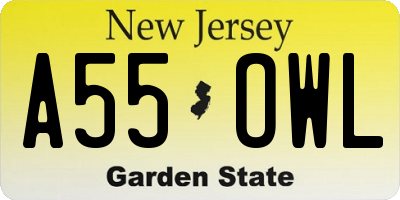 NJ license plate A55OWL