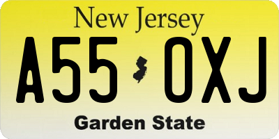 NJ license plate A55OXJ