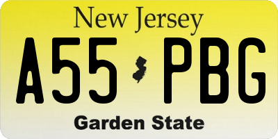 NJ license plate A55PBG