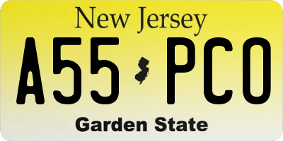 NJ license plate A55PCO