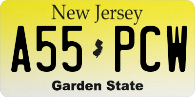 NJ license plate A55PCW