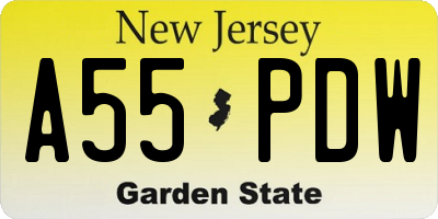 NJ license plate A55PDW