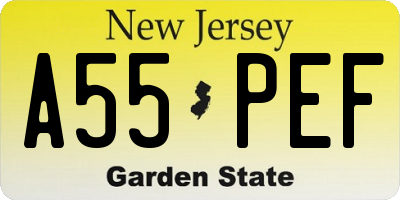 NJ license plate A55PEF