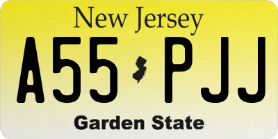 NJ license plate A55PJJ