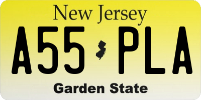 NJ license plate A55PLA