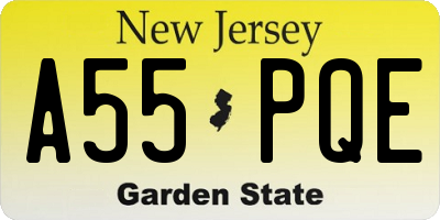 NJ license plate A55PQE