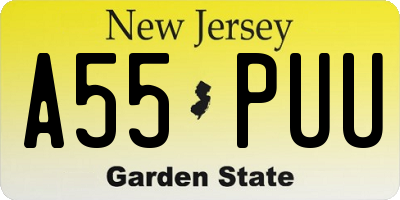 NJ license plate A55PUU