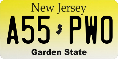 NJ license plate A55PWO