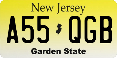 NJ license plate A55QGB