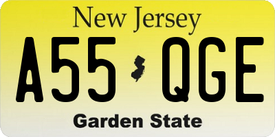 NJ license plate A55QGE