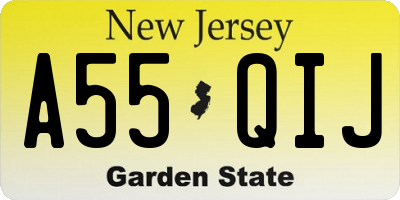 NJ license plate A55QIJ