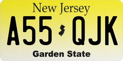 NJ license plate A55QJK