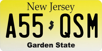 NJ license plate A55QSM