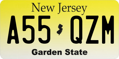 NJ license plate A55QZM