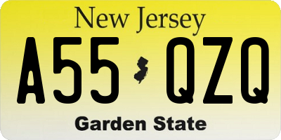 NJ license plate A55QZQ