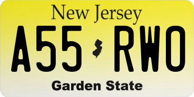 NJ license plate A55RWO