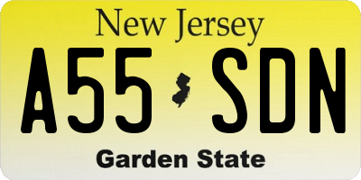 NJ license plate A55SDN