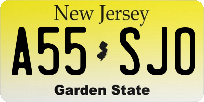 NJ license plate A55SJO
