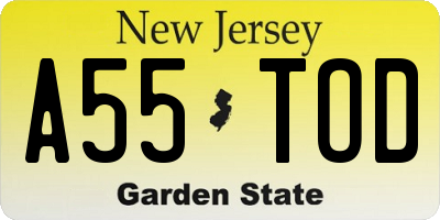 NJ license plate A55TOD