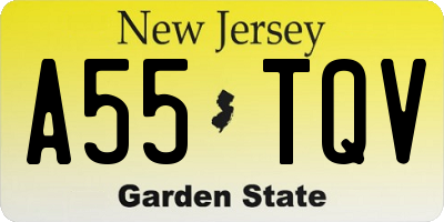NJ license plate A55TQV