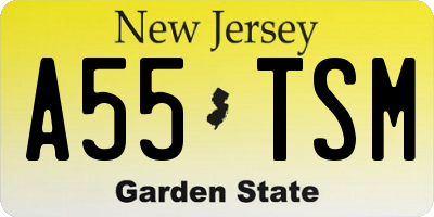 NJ license plate A55TSM