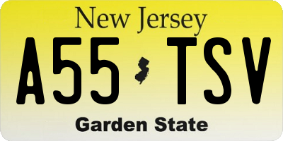 NJ license plate A55TSV